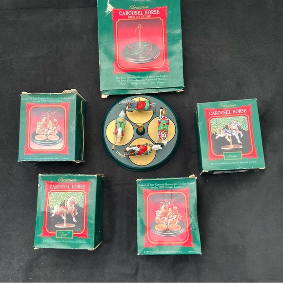 Hallmark Ornament 1989 Carousel Display Horses 1st 2nd 3rd 4th Stand Christmas - Picture 13 of 16
